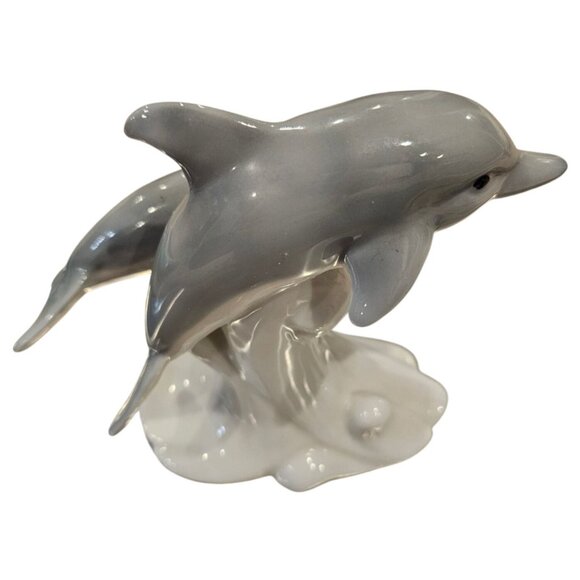 Otagiri Porcelain Gray Dolphins White Wave Figurine Figure Made in Japan Vintage - Picture 7 of 10